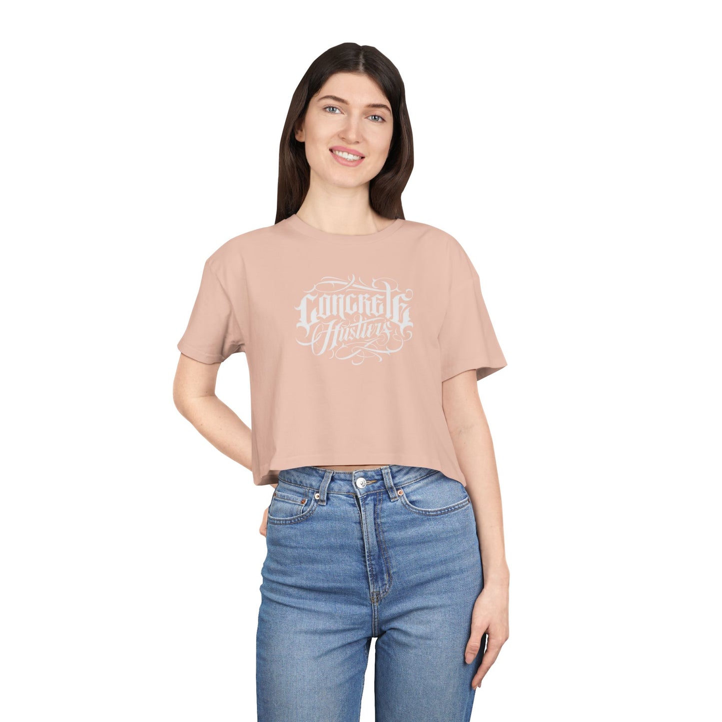 Vibrant Women's Crop Tee - Concrete Hustling, Summer Fashion, Casual Wear, Festival Top, Streetwear