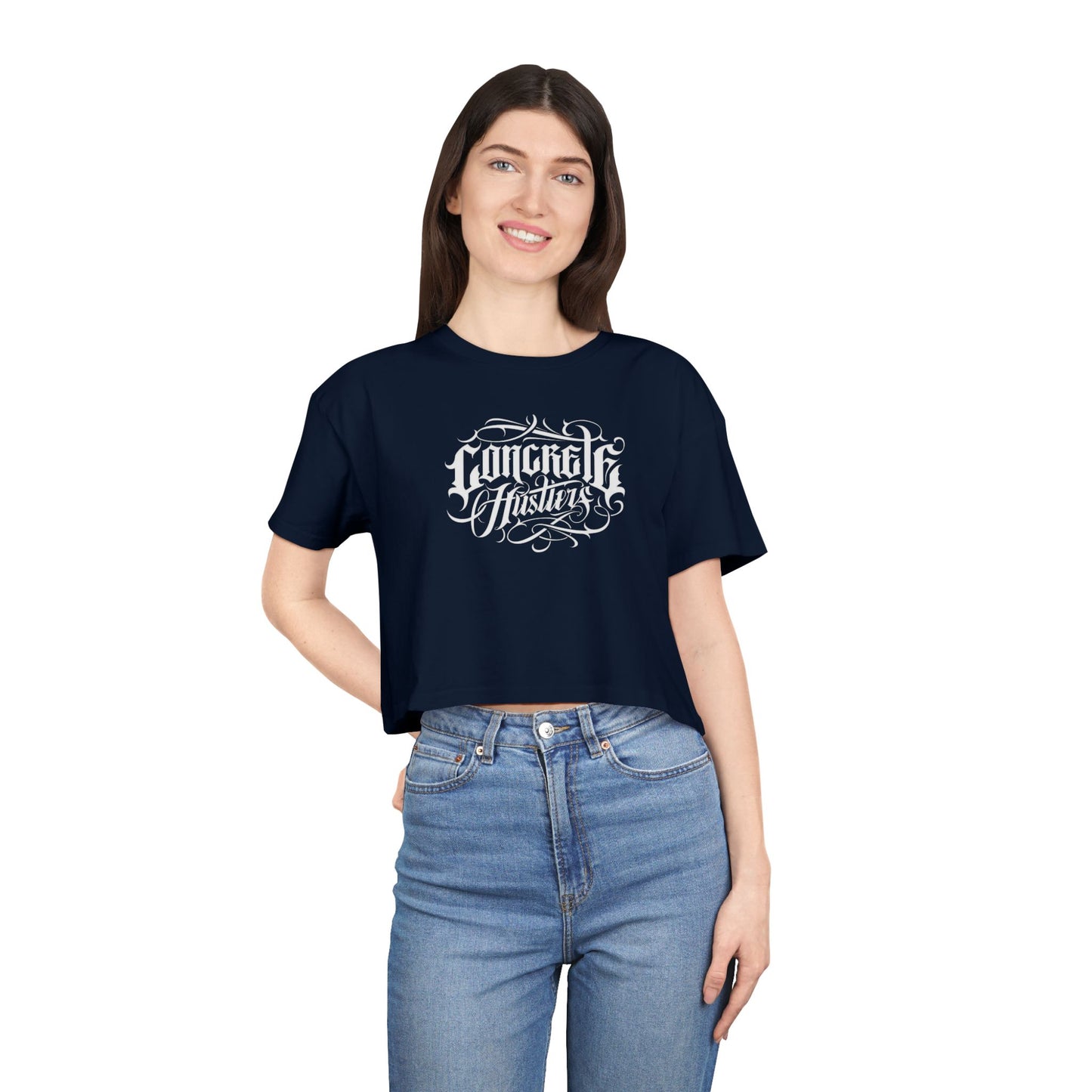 Vibrant Women's Crop Tee - Concrete Hustling, Summer Fashion, Casual Wear, Festival Top, Streetwear