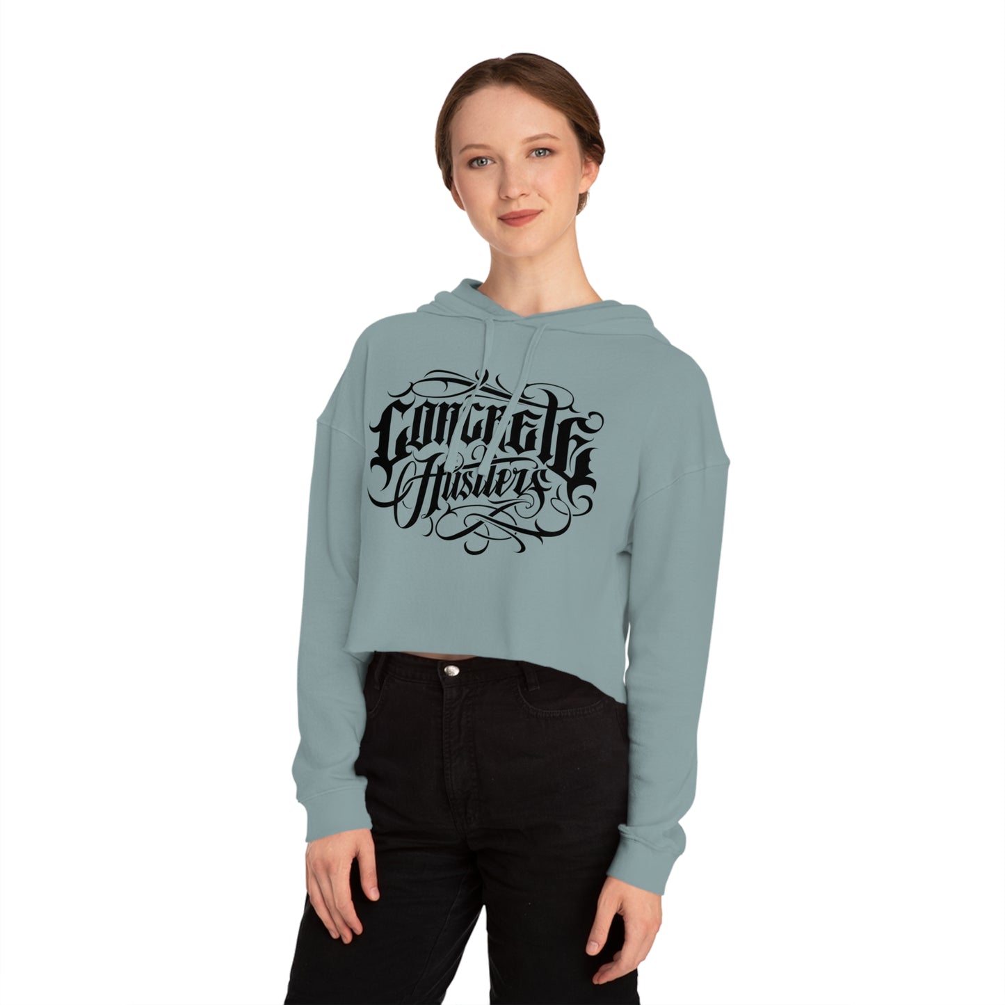 Urban Chic Women’s Cropped Hooded Sweatshirt | Street Style, Casual Wear, Gift for Her, Skate Culture, Graphic Hoodie