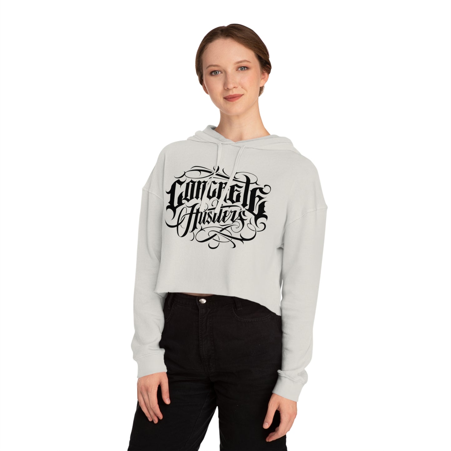 Urban Chic Women’s Cropped Hooded Sweatshirt | Street Style, Casual Wear, Gift for Her, Skate Culture, Graphic Hoodie