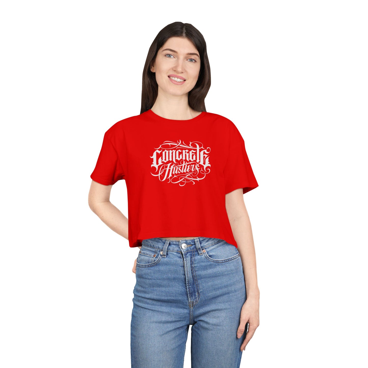 Vibrant Women's Crop Tee - Concrete Hustling, Summer Fashion, Casual Wear, Festival Top, Streetwear