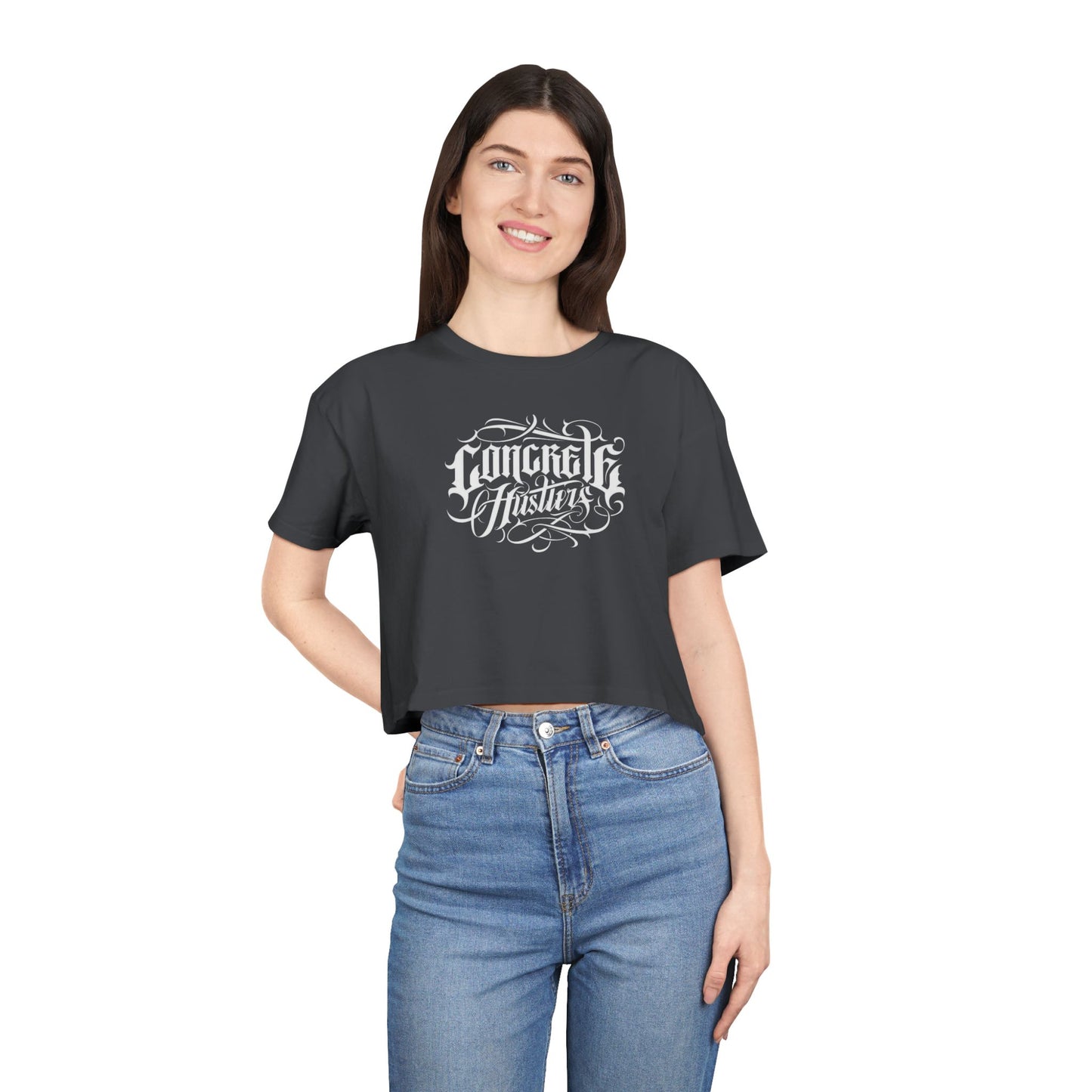 Vibrant Women's Crop Tee - Concrete Hustling, Summer Fashion, Casual Wear, Festival Top, Streetwear