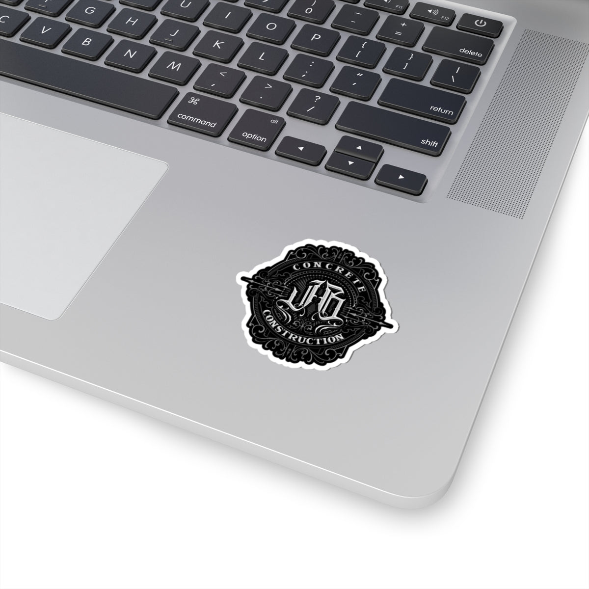 Stylish Kiss-Cut Stickers, Unique Construction Decor, Laptop Sticker, Gift for Builders, Customizable Black Design
