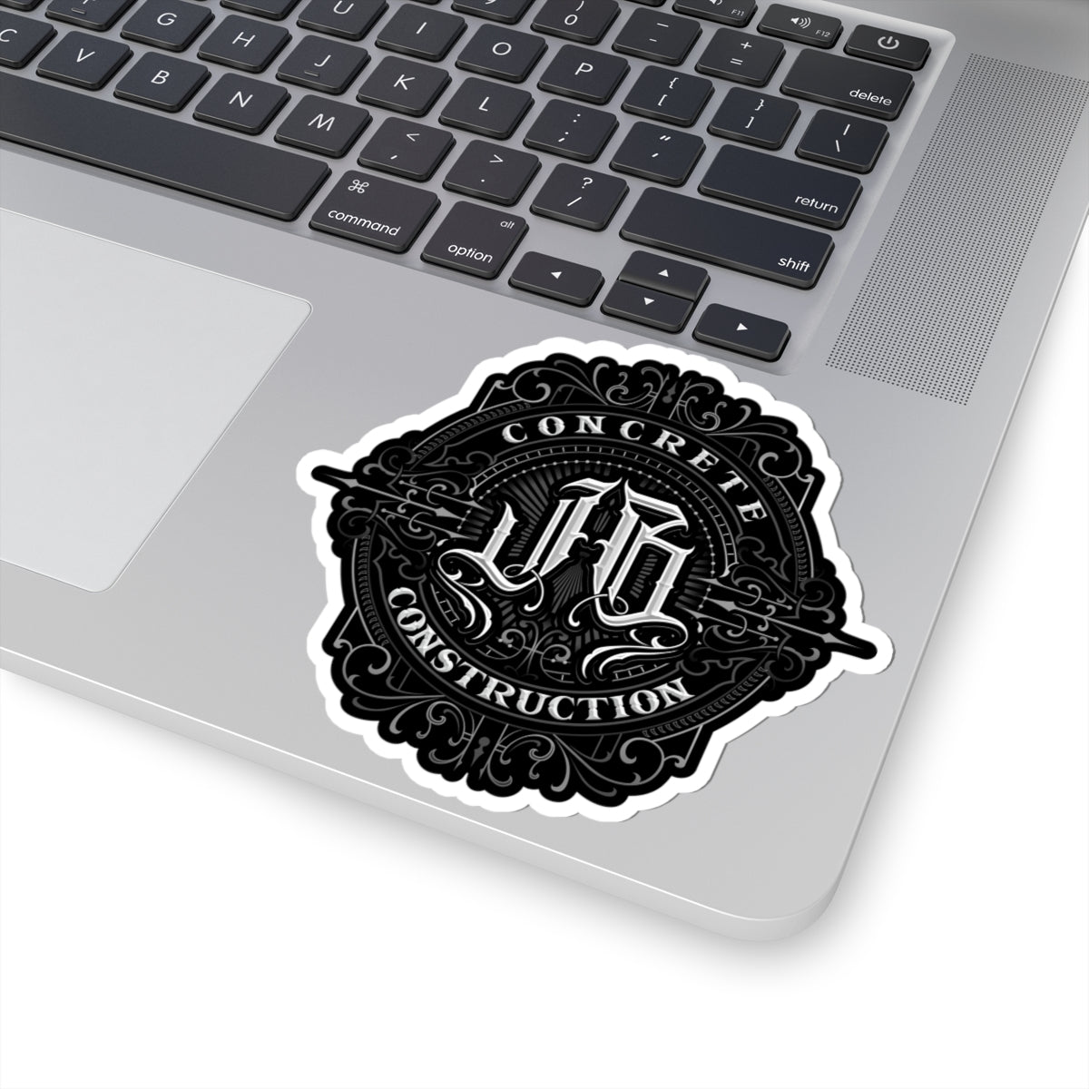Stylish Kiss-Cut Stickers, Unique Construction Decor, Laptop Sticker, Gift for Builders, Customizable Black Design