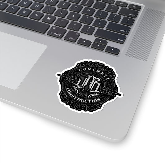 Stylish Kiss-Cut Stickers, Unique Construction Decor, Laptop Sticker, Gift for Builders, Customizable Black Design