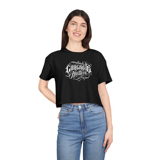 Vibrant Women's Crop Tee - Concrete Hustling, Summer Fashion, Casual Wear, Festival Top, Streetwear