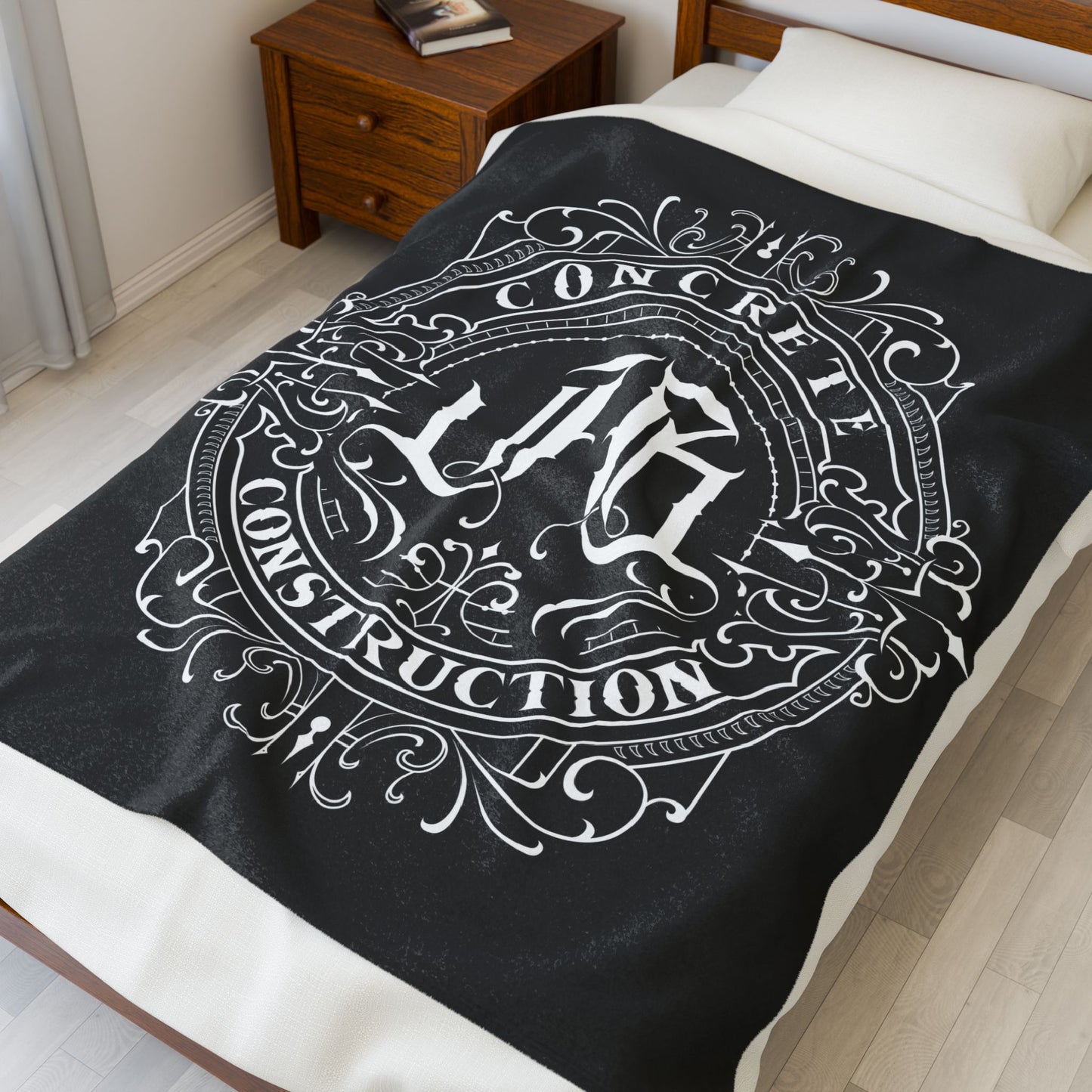 Chic Construction-Themed Velveteen Plush Blanket, Cozy Gift, Home Décor, Throw Blanket for Builders, Unique Construction Decor